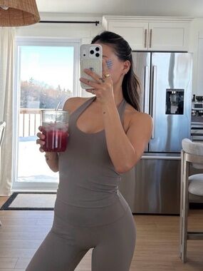 Women's Halter Tank Top in Taupe